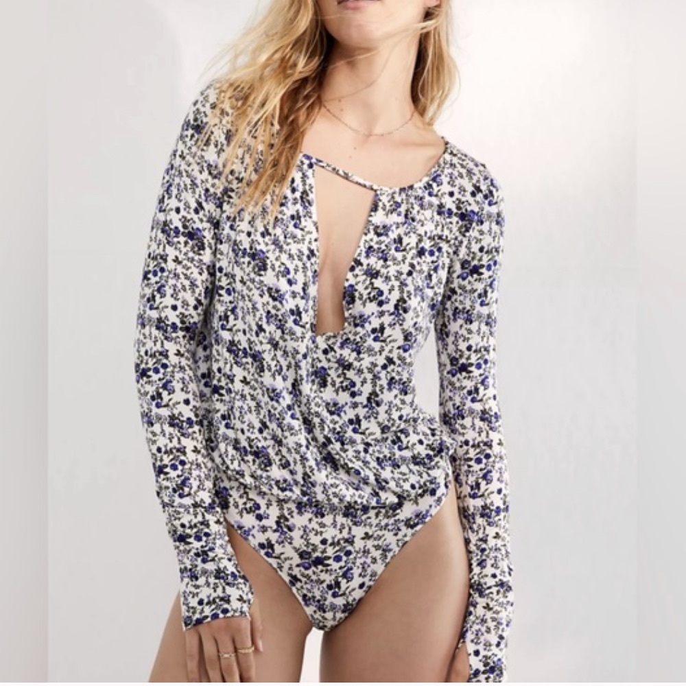 Intimately Free People Kaya Floral Bodysuit Long Sleeve
